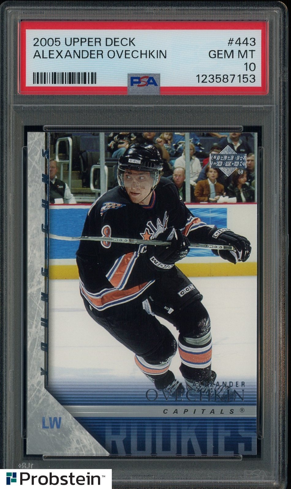 2005-06 Upper Deck Hockey Young Guns #443 Alexander Ovechkin RC Rookie PSA 10 view 1