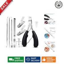 Curved Stainless Steel Toenail Clippers Set - Ideal for Seniors  Thick Nails