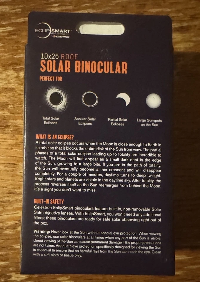 Celestron EclipSmart 10x25 Solar Viewing ISO Certified Binoculars - Image 2 of 3