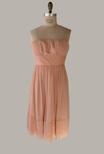 J Crew Dress Peach Strapless Cocktail 100% Silk Chiffon Juliet Short Party Sz 2