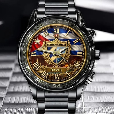 Proud Cuba - Personalized Expats Stainless Steel Hand Wristwatch