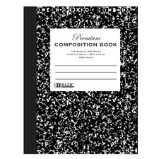 BAZIC Wide Ruled Composition Book, 100 Sheets, Black Marble Hardcover Notebook
