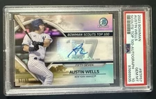 2023 Bowman Draft Chrome Austin Wells Bowman Scouts Top 100 #57 Auto 57/99 