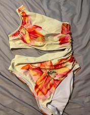 Large One Piece Cut Out Swimsuit Floral Print