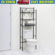 Over-the-Toilet Space Saver 3-Shelf Storage Unit Bathroom Organizer Black Metal