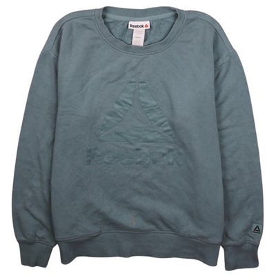 Reebok Herren Sweatshirt grün Rundhals Größe S Pullover Logo Fleece