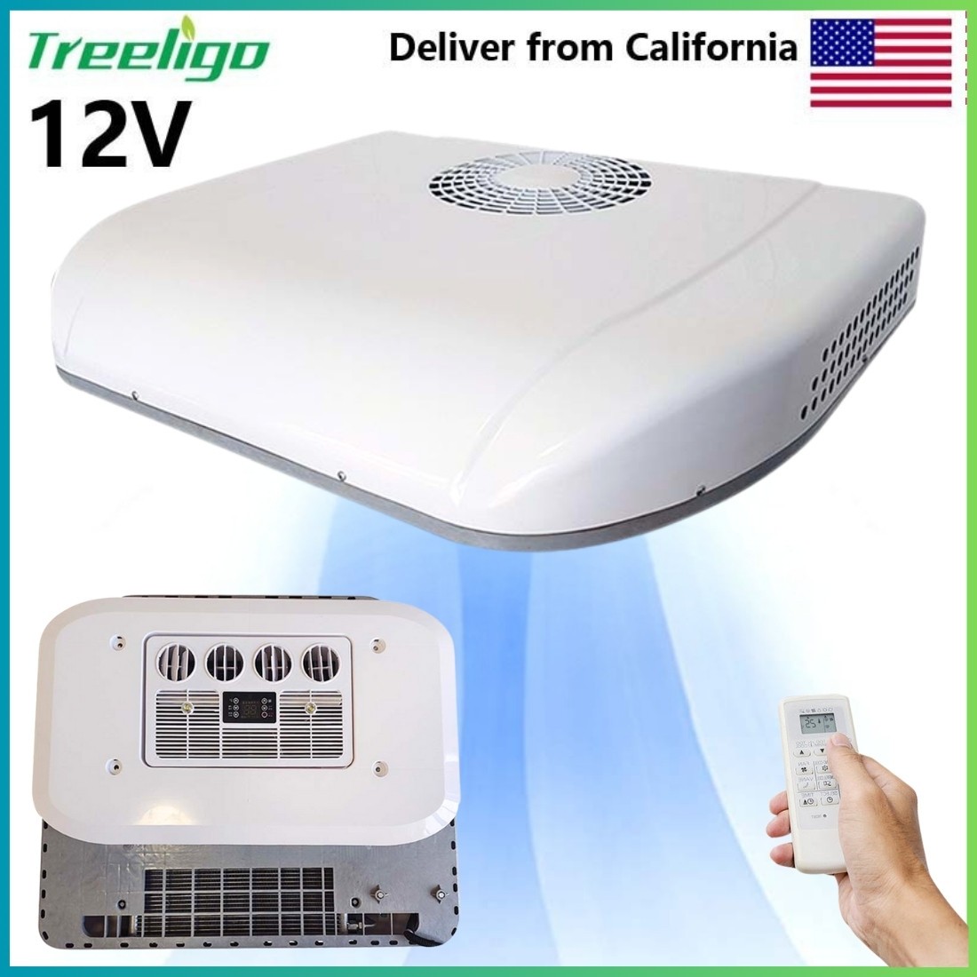 Rooftop 12V Parking Air Conditioner Universal Electric RV Truck Car AC Unit Kit