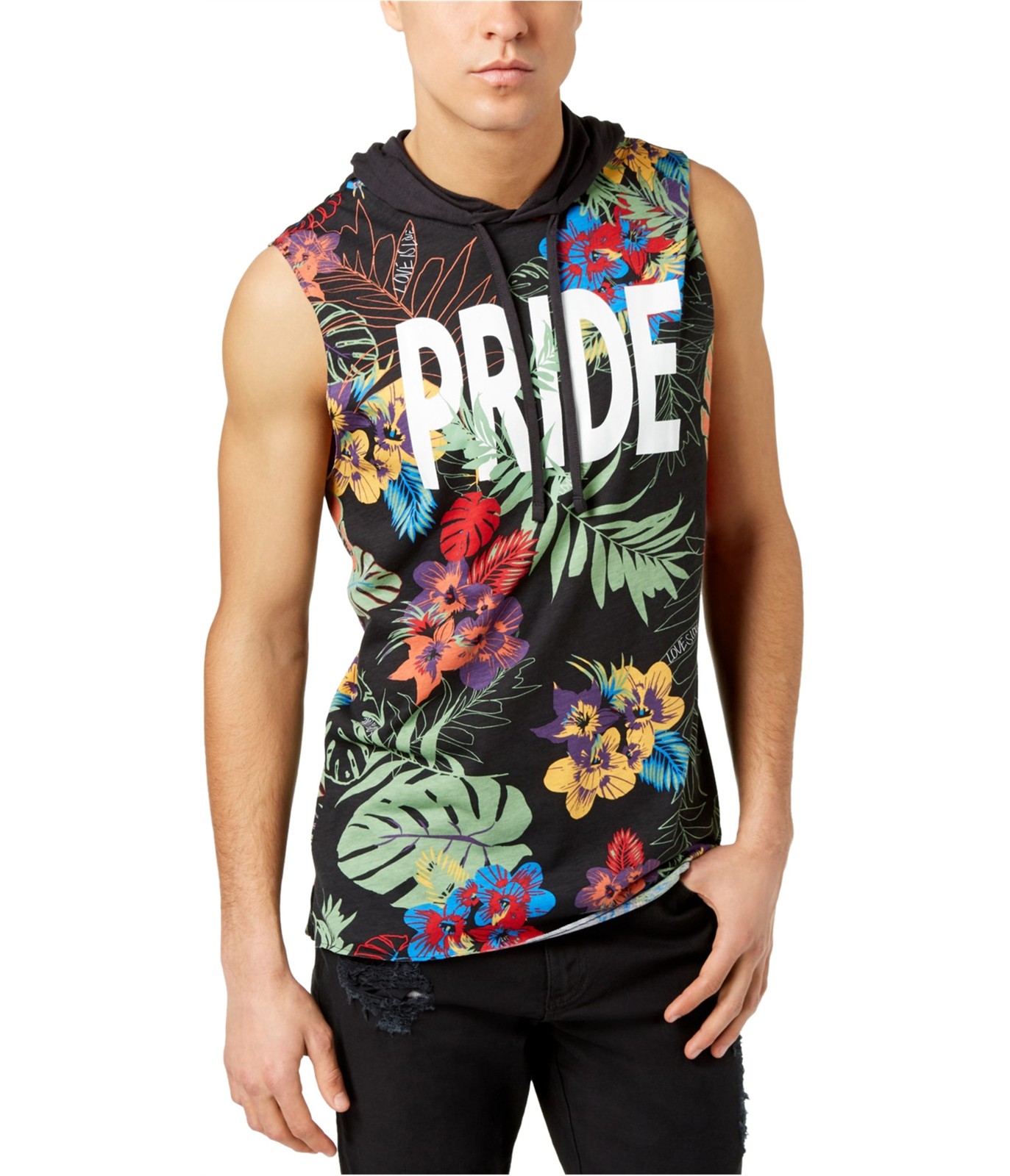 Мужская толстовка American Rag с цветочным принтом Pride Hoodie черная X-Large 5490₽