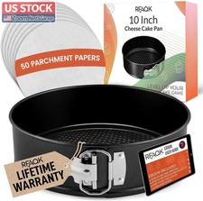US Stock 10" Nonstick Springform Pan Leakproof Removable Bottom w 50 Sheets