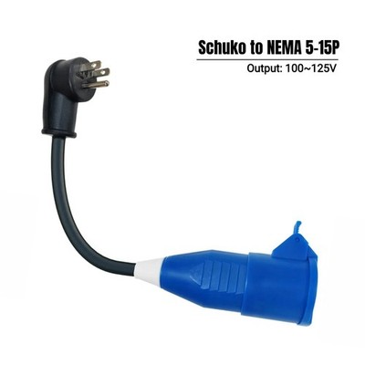 Europe CEE7/7 Schuko Female to USA NEMA 5-15 Plug Adapter, 15A 125V