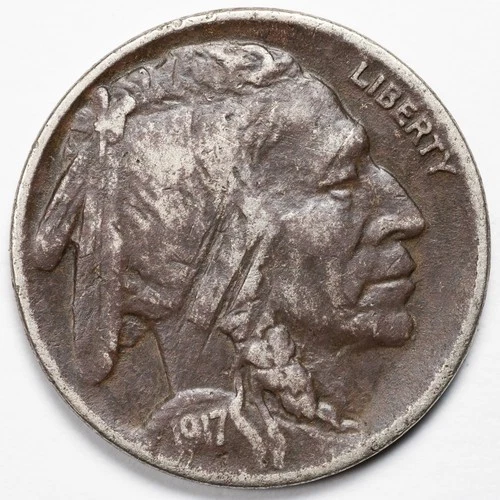 1917-D Buffalo Nickel Very Fine (VF) Environmental Damage