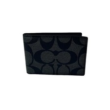 Coach Signature Slim Small ID Window Card Wallet mens black