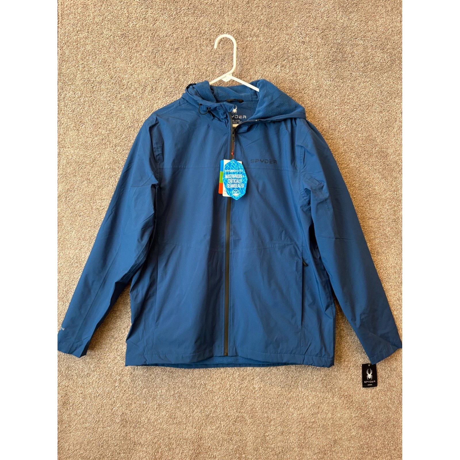 NWT Spyder Men's Waterproof Hooded Shell Jacket Blue Size M