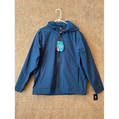 NWT Spyder Men's Waterproof Hooded Shell Jacket Blue Size M