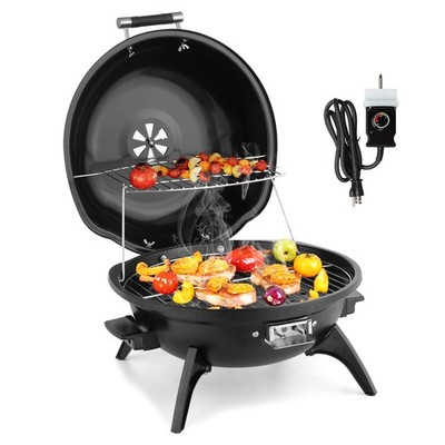 Electric BBQ Grill Black 1600W In/Outdoor Garden Party with Double Layer Design