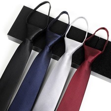 Men's Zip Tie Business Formal No-knot Tie Modern Necktie Satin with Gift Box