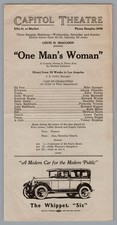 1920s Capitol Theatre Schedule "One Man's Woman" San Francisco