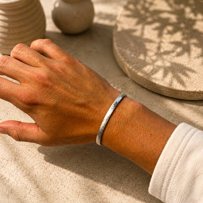 Sterling Silber Armcuff 925 Armband Hammerschlag Optik Handgemacht Unisex