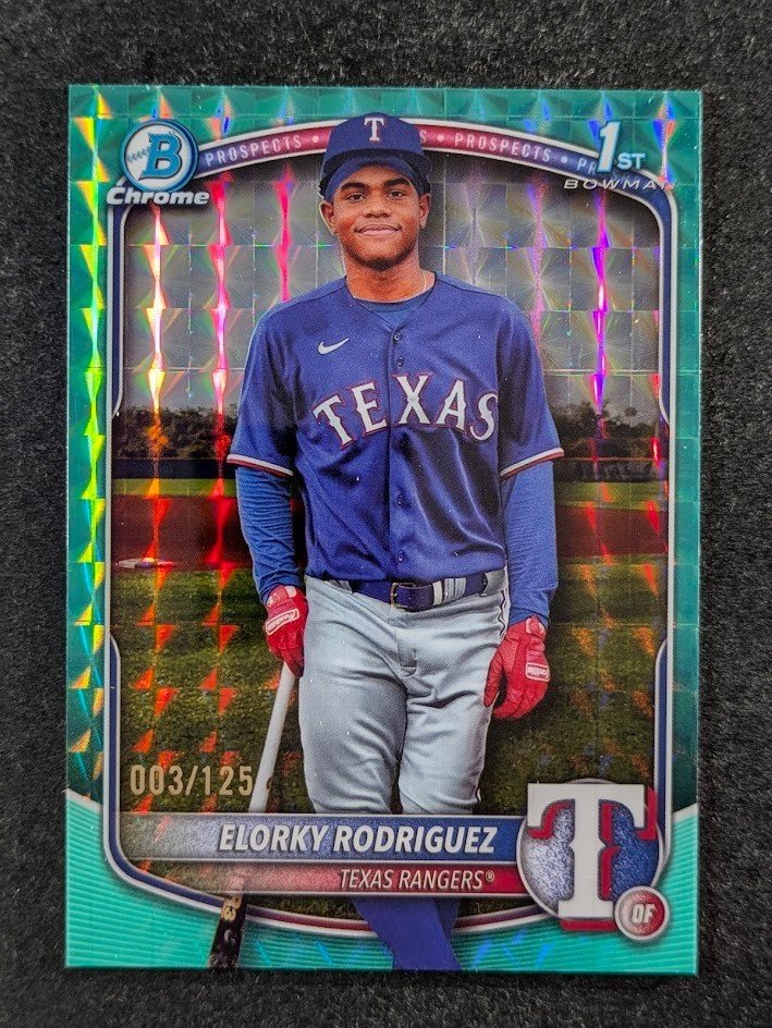 2025 Bowman Chrome ELORKY RODRIGUEZ 3/125 1st Aqua Geometric Ref. Prospects SP