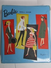 Vintage 1961 Barbie Doll Case Blue Vinyl Ponytail Mattel 12" x 10.5" x 2.5"