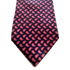 Vtg Leonardo Strelli Tie Rack Silk Tie Abstract Teardrop Motif Black Pink Gold