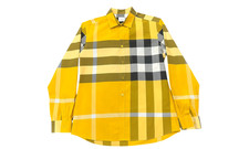 Burberry Yellow Check Stretch Poplin Shirt PreOwned 