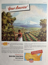 Union Pacific Railroad Washington Your America Middle Route VTG Print Ad 1945
