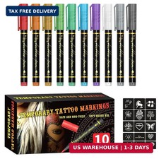 Temporary Tattoo Markers for Skin  10 Body Markers  15 Large Tattoo Stencils 