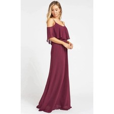 Show Me Your Mumu  Catlin  burgundy cold-shoulder ruffle maxi dress small 