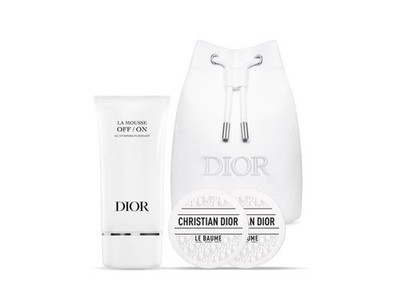 Christian Dior Beauty Pouch Cosmetics Bag W/OFF/ON Foaming Face Cleanser Set-New