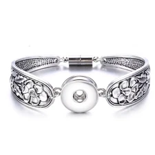 Snap Jewelry Silver Spoon Flower Magnetic Bracelet Fits Ginger Style 18-20mm