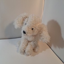 Fao Schwarz white poodle puppy dog plush sitting fluffy stuffed Animal 13"