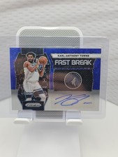 2023-24 Panini Prizm Karl-Anthony Towns Blue Fast Break Autograph Card #FB-KAT