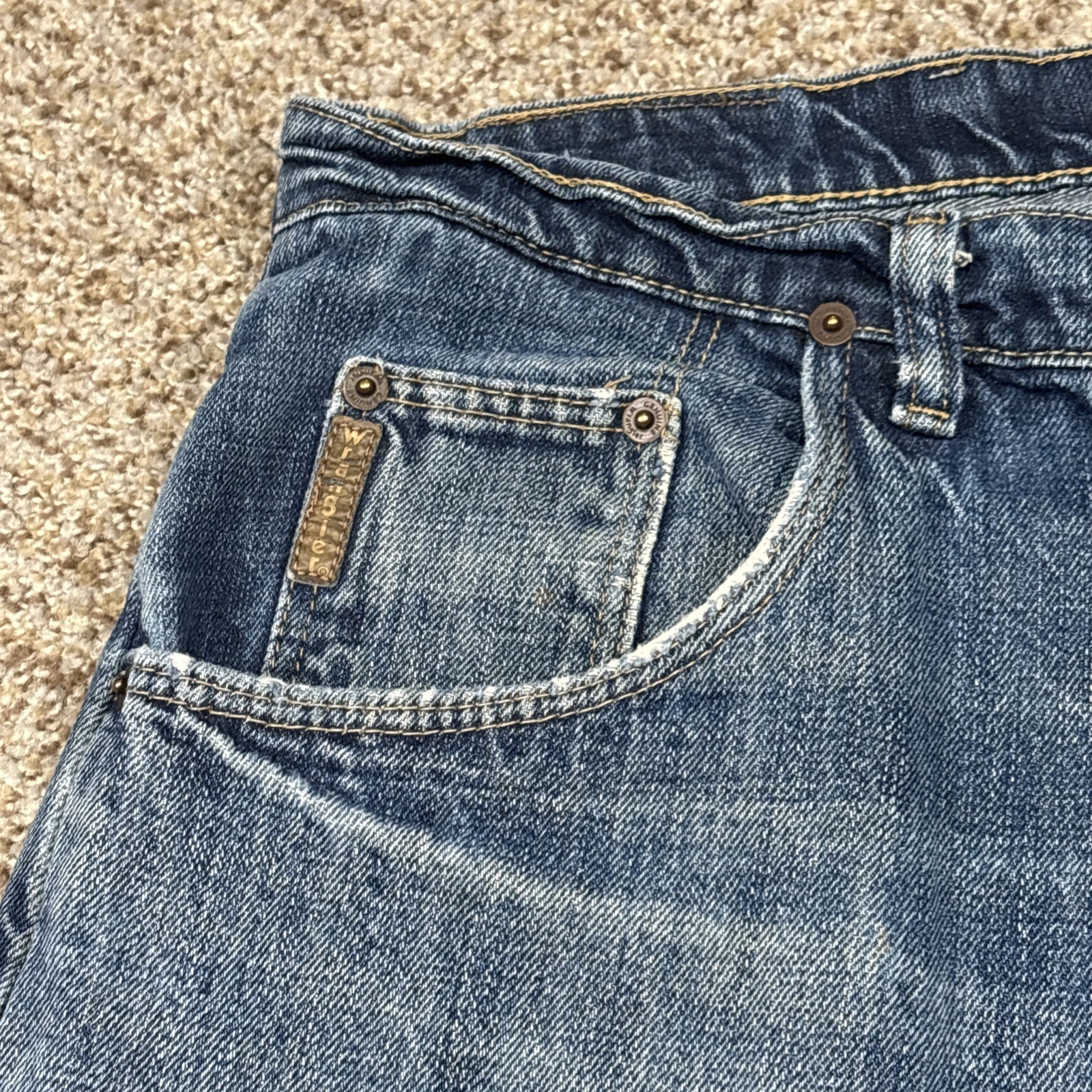 Wrangler Jeans Mens 38x29 Blue Cotton Loose Fit Denim Workwear Distressed - View 3