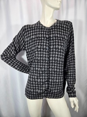 BRAX Gr. 44 XL Damen Strickjacke Wolle Kaschmir Hahnentrittmuster Knopfleiste