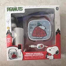 Peanuts Wireless Karaoke Microphone Speaker Bluetooth Snoopy Design White Red