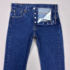 Levis 501 Jeans Mens 30x30 Blue Button Fly Denim Pants Faded Dark Wash Original