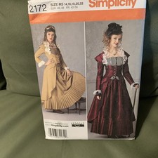 Simplicity 2172 Victorian Coat, Skirt, Bustier Sz 14-22 UNCUT Pattern Steampunk