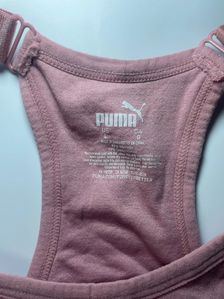 Puma Pink Sports Bra - Size Large Womens Gym Exercise Top Adjustable Straps - Image 3 of 4