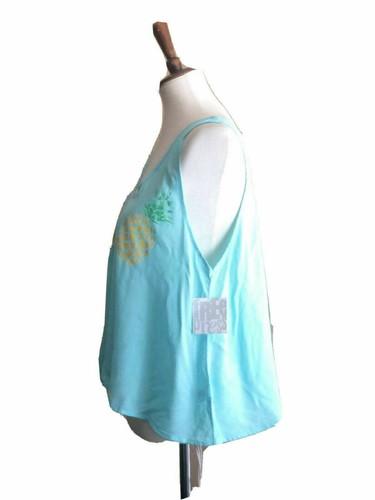 Free Press Womens Woven Teal Pinnapple Print Light wieght Tank Top Size M - Picture 8 of 16