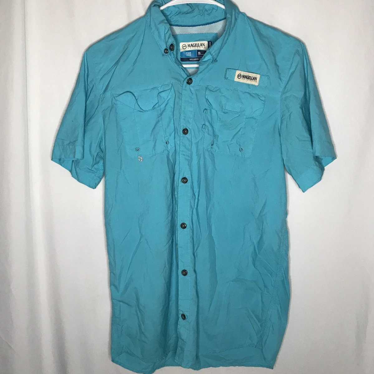 Magellan Outdoors Fishing Shirt Light Blue Vented Laguna Madre Size Xl Kids