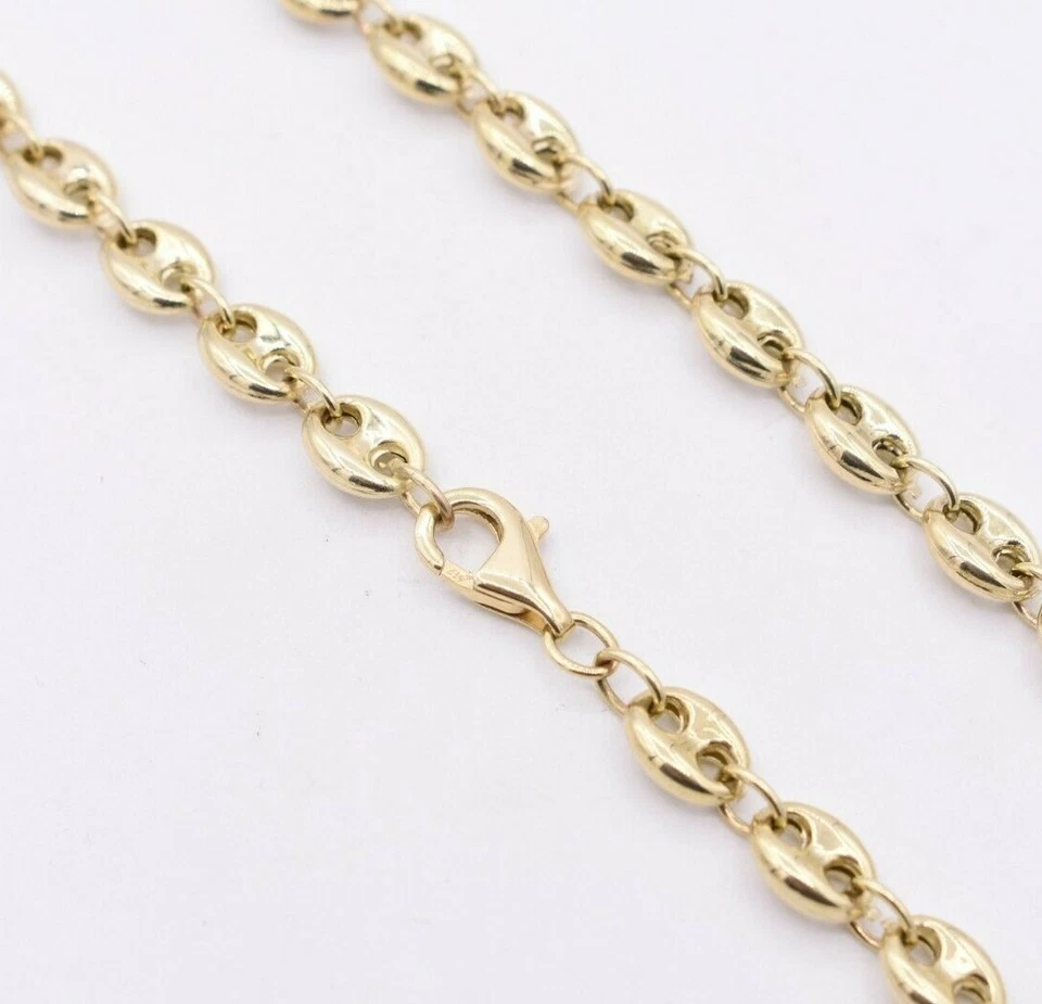 Collar de cadena de eslabones de anclaje Mariner inflados de 6 mm de oro amarillo real de 10 K Foto 3 de 4