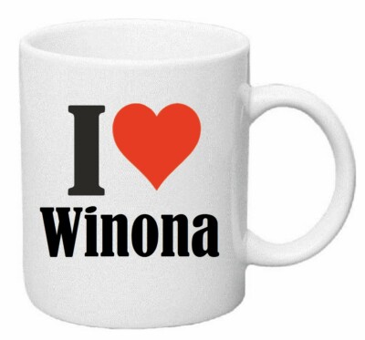 Kaffeetasse I Love Winona Keramik Höhe 9,5cm in Weiß