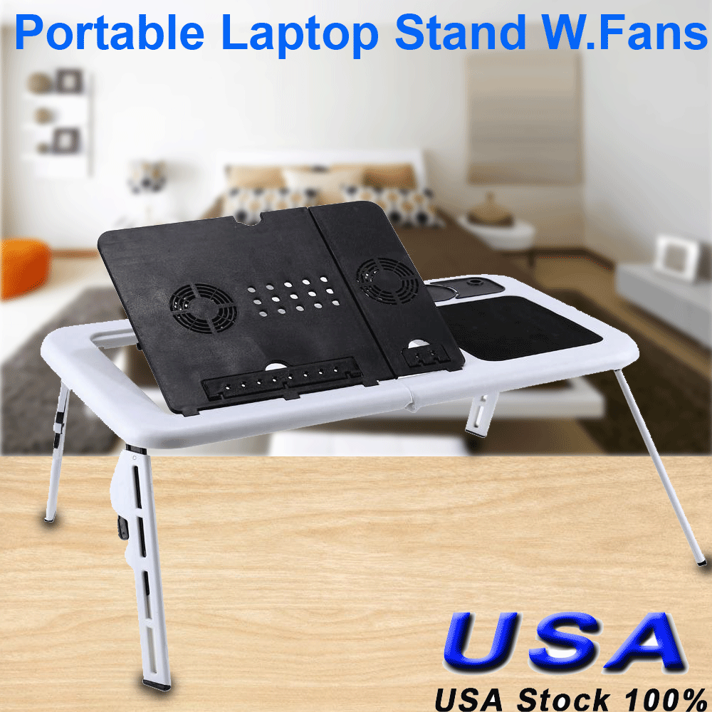 Foldable Laptop Lap Desk Stand Table Bed Sofa W 2 Cooling Fans Laptop Lap Desk Stand Table Bed Sofa