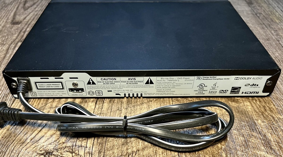 Sanyo Blu Ray DVD Disc Player HDMI Dolby Model FWBP505F-Q w