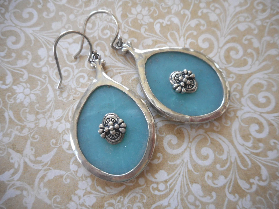 Pendientes colgantes de amazonita esterlina silpada oxidada W2360 RE-SIL40 Foto 4 de 4