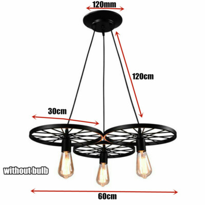 3 / 6 Wagenrad Deckenleuchte Retro Hängeleuchte Pendelleuchte Kronleuchter Lampe