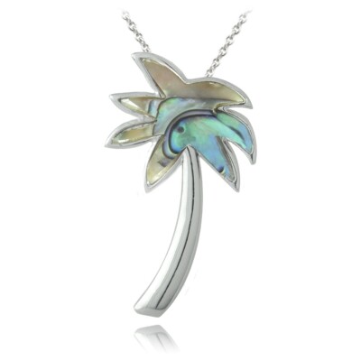 Sterling Silber Abalone Palme Halskette