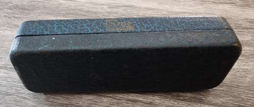Vintage viktorianische Marine Leder Kohl-Mo Make-up kompakte Box mit Spiegel rar - Bild 4 von 7