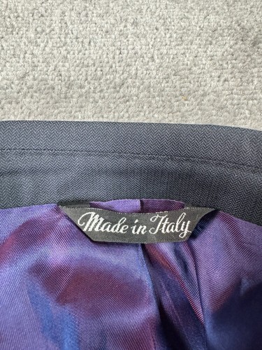 Saks Fifth Avenue Suit Jacket Men 44 R Navy Herringbone Ermenegildo Zegna Italy - Picture 14 of 15